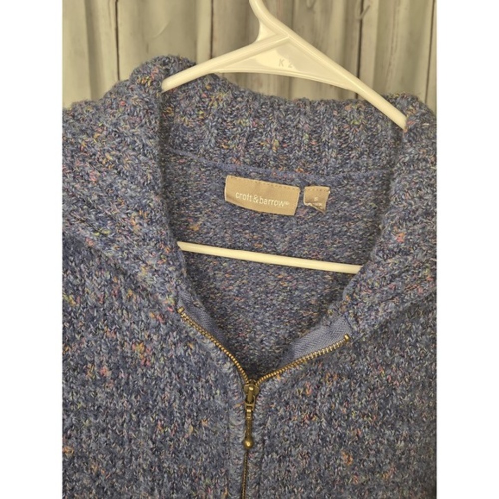 Men's Blue Marbled Full Zip Cardigan Long Sleeve Sweater‎ Small Cabincore Knit